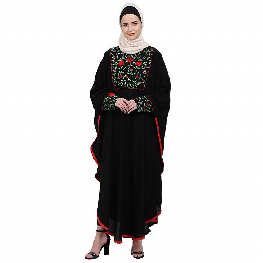 Indo classic Kaftan with embroidery work- Black